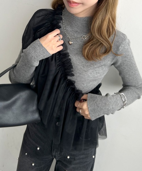 Futier land（フューティアランド）の「マルチWay1段フリルチュールティアードビスチェ（ベスト・レディース・アイボリー/ブラック/グレー・FREE）」の9枚目の写真