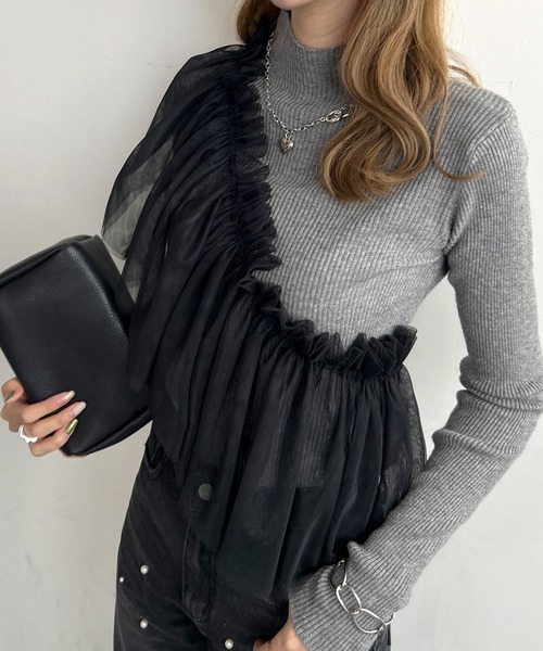 Futier land（フューティアランド）の「マルチWay1段フリルチュールティアードビスチェ（ベスト・レディース・アイボリー/ブラック/グレー・FREE）」の10枚目の写真