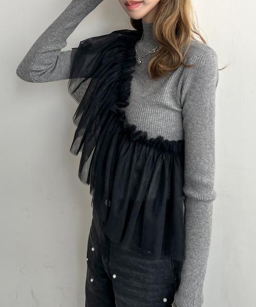 Futier land（フューティアランド）の「マルチWay1段フリルチュールティアードビスチェ（ベスト・レディース・アイボリー/ブラック/グレー・FREE）」の11枚目の写真