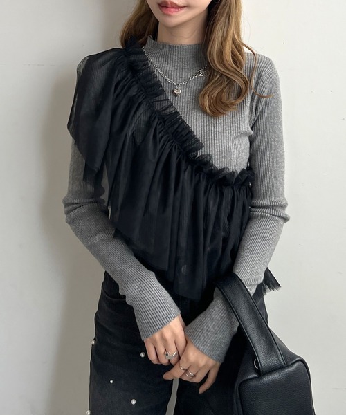 Futier land（フューティアランド）の「マルチWay1段フリルチュールティアードビスチェ（ベスト・レディース・アイボリー/ブラック/グレー・FREE）」の13枚目の写真