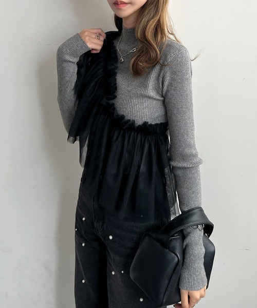 Futier land（フューティアランド）の「マルチWay1段フリルチュールティアードビスチェ（ベスト・レディース・アイボリー/ブラック/グレー・FREE）」の14枚目の写真