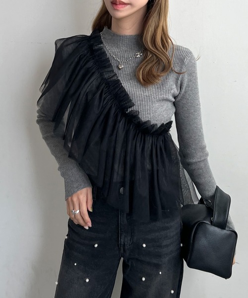 Futier land（フューティアランド）の「マルチWay1段フリルチュールティアードビスチェ（ベスト・レディース・アイボリー/ブラック/グレー・FREE）」の15枚目の写真