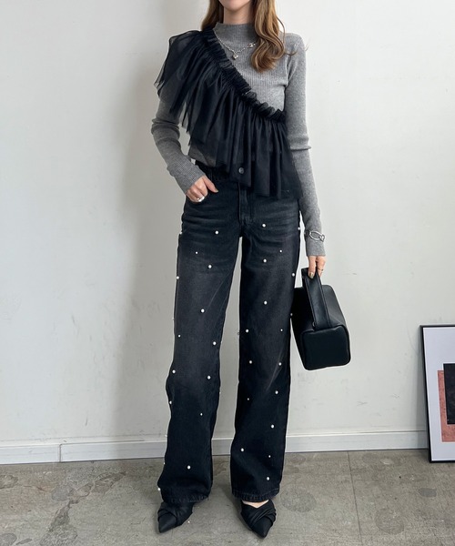 Futier land（フューティアランド）の「マルチWay1段フリルチュールティアードビスチェ（ベスト・レディース・アイボリー/ブラック/グレー・FREE）」の16枚目の写真