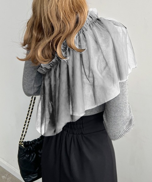 Futier land（フューティアランド）の「マルチWay1段フリルチュールティアードビスチェ（ベスト・レディース・アイボリー/ブラック/グレー・FREE）」の17枚目の写真