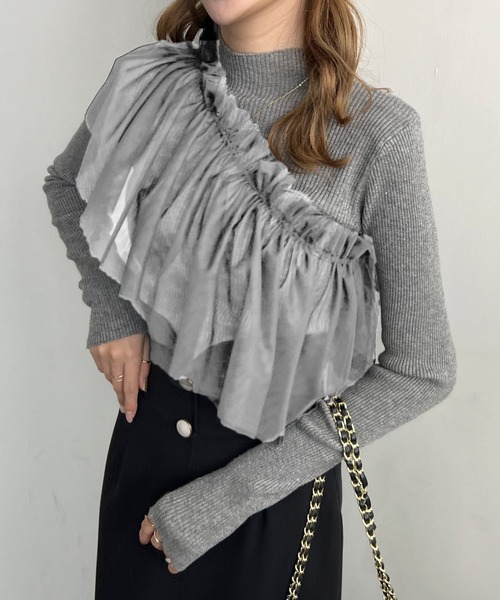 Futier land（フューティアランド）の「マルチWay1段フリルチュールティアードビスチェ（ベスト・レディース・アイボリー/ブラック/グレー・FREE）」の18枚目の写真