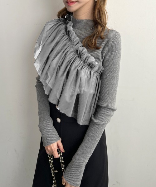 Futier land（フューティアランド）の「マルチWay1段フリルチュールティアードビスチェ（ベスト・レディース・アイボリー/ブラック/グレー・FREE）」の19枚目の写真