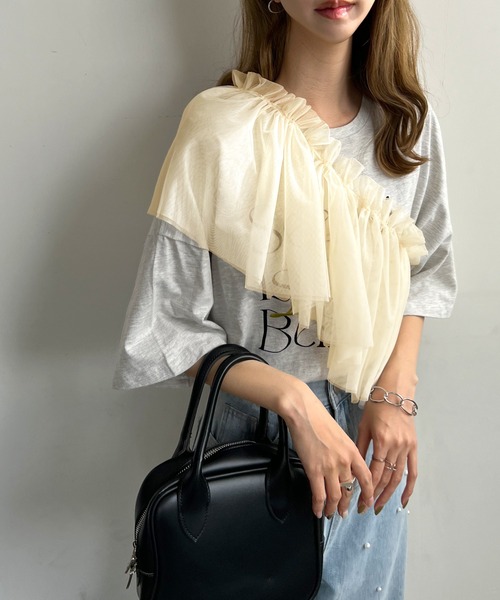 Futier land（フューティアランド）の「マルチWay1段フリルチュールティアードビスチェ（ベスト・レディース・アイボリー/ブラック/グレー・FREE）」の21枚目の写真