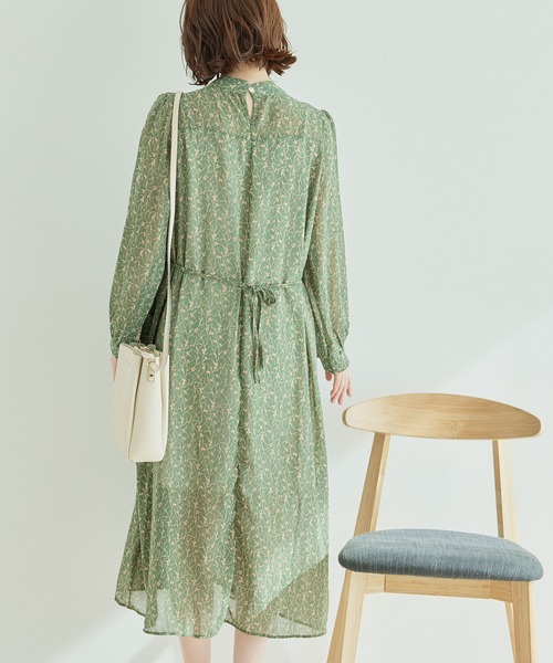 Jayro（ジャイロ）の「花柄シフォンワンピース（ワンピース・レディース・ライトグリーン/ブラック・FREE）」の4枚目の写真