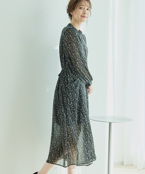 Jayro（ジャイロ）の「花柄シフォンワンピース（ワンピース・レディース・ライトグリーン/ブラック・FREE）」の7枚目の写真