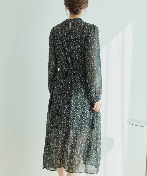 Jayro（ジャイロ）の「花柄シフォンワンピース（ワンピース・レディース・ライトグリーン/ブラック・FREE）」の5枚目の写真