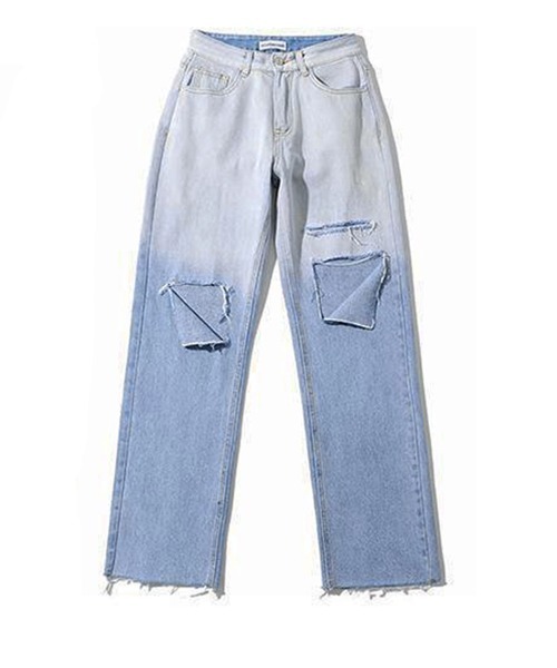 Miniministore(ミニミニストア)の「ダメージ デニムパンツ ハイウエスト韓国(デニムパンツ・レディース・サックスブルー・L/S/XL/M)」の17枚目の写真
