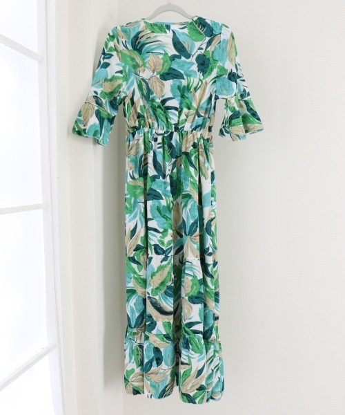 Miniministore(ミニミニストア)の「花柄 ティアードワンピース春夏 Vネック(ワンピース・レディース・グリーン・XL/2XL/M/L)」の16枚目の写真