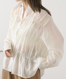 Gathered Sheer Shirt / レギュラーカラー ギャザーシアーシャツ