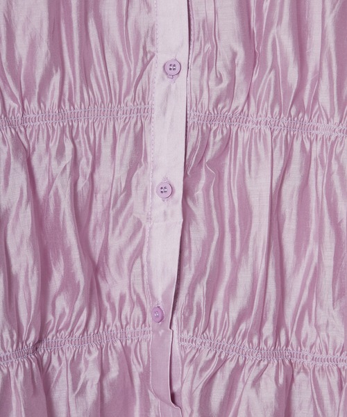 AO2（アオズ）の「Gathered Sheer Shirt / レギュラーカラー ギャザーシアーシャツ（シャツ/ブラウス・レディース・アイボリー/ラベンダー/ライトグリーン・FREE）」の6枚目の写真