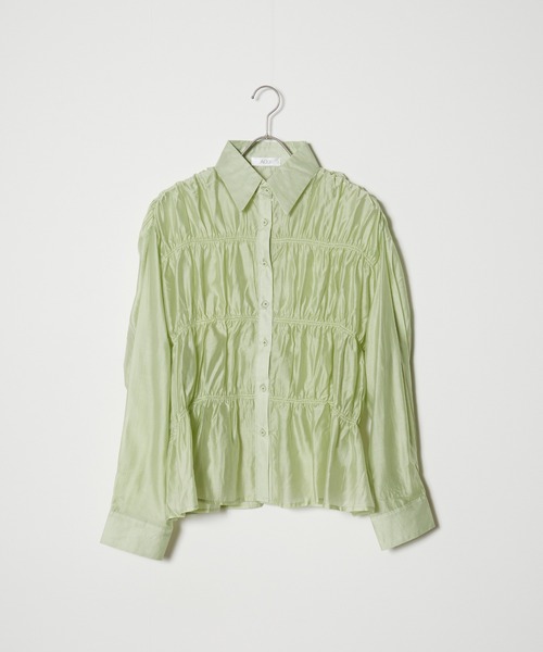 AO2（アオズ）の「Gathered Sheer Shirt / レギュラーカラー ギャザーシアーシャツ（シャツ/ブラウス・レディース・アイボリー/ラベンダー/ライトグリーン・FREE）」の20枚目の写真