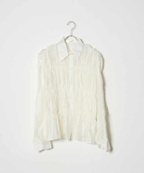 AO2（アオズ）の「Gathered Sheer Shirt / レギュラーカラー ギャザーシアーシャツ（シャツ/ブラウス・レディース・アイボリー/ラベンダー/ライトグリーン・FREE）」の19枚目の写真