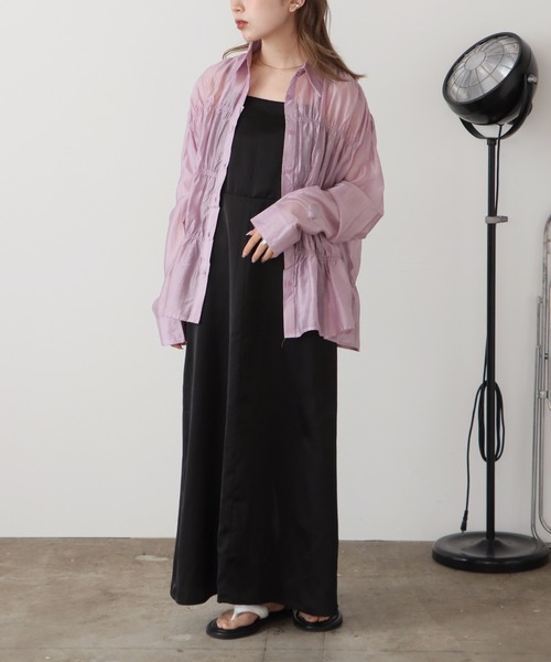 AO2（アオズ）の「Gathered Sheer Shirt / レギュラーカラー ギャザーシアーシャツ（シャツ/ブラウス・レディース・アイボリー/ラベンダー/ライトグリーン・FREE）」の16枚目の写真