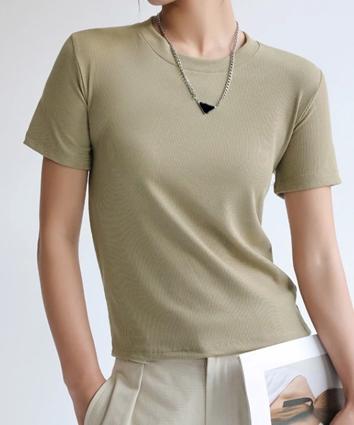 Miniministore(ミニミニストア)の「無地Tシャツ 半袖 レディース 8色(Tシャツ/カットソー・レディース・ブラウン/サンドベージュ/ダークグレー/カーキ/ライトグレー/ダークブラウン/ブラック/ホワイト・M/L)」の21枚目の写真