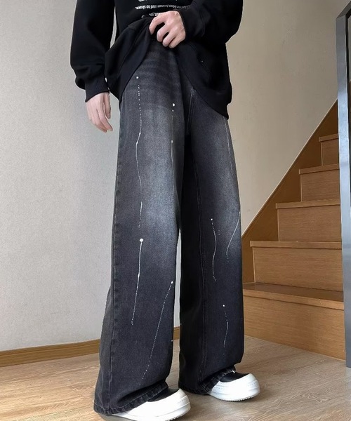 SHEPP（シープ）の「デザイン ワイドパンツ（デニムパンツ・メンズ・ブラック・S/L/M）」の7枚目の写真