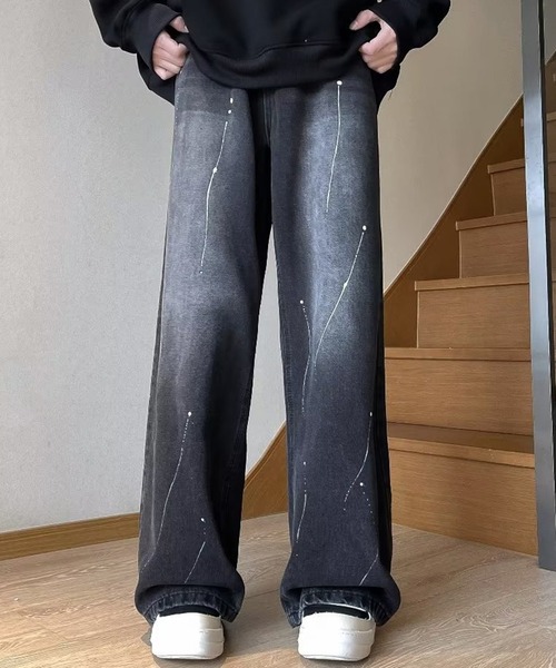 SHEPP（シープ）の「デザイン ワイドパンツ（デニムパンツ・メンズ・ブラック・S/L/M）」の6枚目の写真