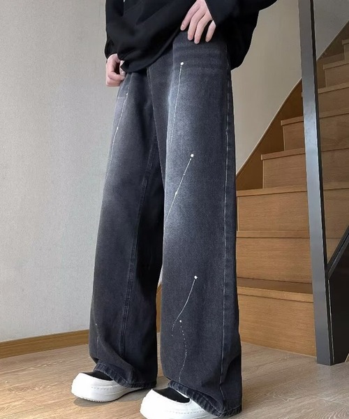 SHEPP（シープ）の「デザイン ワイドパンツ（デニムパンツ・メンズ・ブラック・S/L/M）」の5枚目の写真