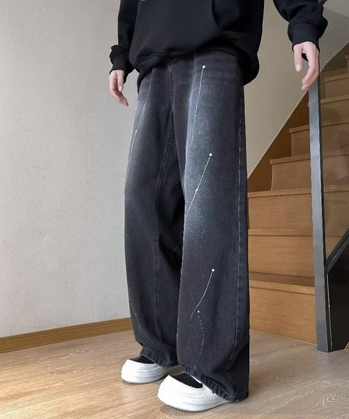 SHEPP（シープ）の「デザイン ワイドパンツ（デニムパンツ・メンズ・ブラック・S/L/M）」の8枚目の写真