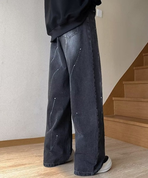 SHEPP（シープ）の「デザイン ワイドパンツ（デニムパンツ・メンズ・ブラック・S/L/M）」の9枚目の写真