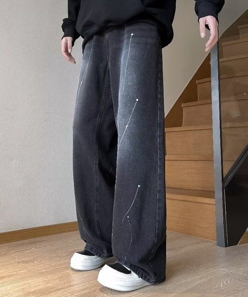 SHEPP（シープ）の「デザイン ワイドパンツ（デニムパンツ・メンズ・ブラック・S/L/M）」の10枚目の写真