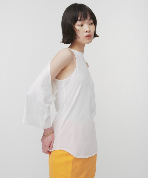 THINGS THAT MATTER（シングス ザット マター）の「LAYERED CUT AND SEW TOPS / レイヤードカットソートップス（Tシャツ/カットソー・レディース・ブラック/ホワイト/チャコールグレー・FREE）」の5枚目の写真