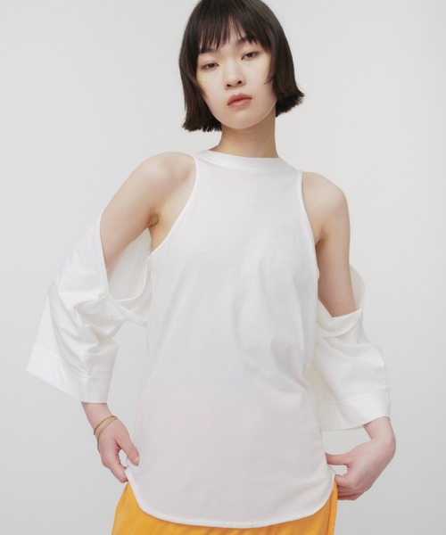 THINGS THAT MATTER(シングス ザット マター)の「LAYERED CUT AND SEW TOPS / レイヤードカットソートップス(Tシャツ/カットソー・レディース・ブラック/ホワイト/チャコールグレー・FREE)」の12枚目の写真