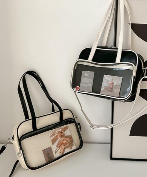 Mayree（メイリー）の「【urge select】クリアポケット スクールバッグ【A4サイズ収納可能】（ショルダーバッグ・レディース・ブラック/ホワイト・FREE）」の8枚目の写真