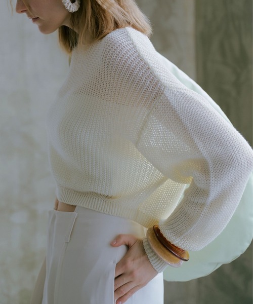 Lil Ambition（リルアンビション）の「ショートニットプルオーバー（ニット/セーター・レディース・ミント/ホワイト/ベビーピンク/ブラック・FREE）」の5枚目の写真