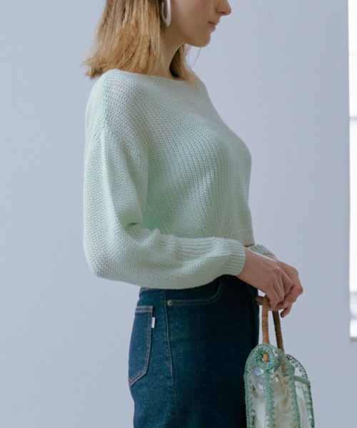 Lil Ambition（リルアンビション）の「ショートニットプルオーバー（ニット/セーター・レディース・ミント/ホワイト/ベビーピンク/ブラック・FREE）」の13枚目の写真