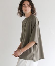 Buyer's Select / UVカット梨地裾スリット入りオーバーサイズ5分袖Tシャツ