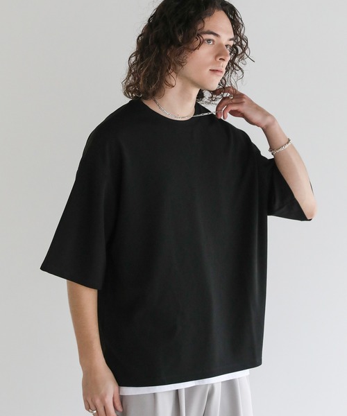 ASTRONOMY(アストロノミー)の「Buyer's Select / UVカット梨地裾スリット入りオーバーサイズ5分袖Tシャツ(Tシャツ/カットソー・メンズ・グレー/アイボリー/ブラック/ブルー系/ベージュ・L/LL/M)」の13枚目の写真
