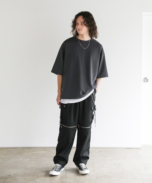ASTRONOMY(アストロノミー)の「Buyer's Select / UVカット梨地裾スリット入りオーバーサイズ5分袖Tシャツ(Tシャツ/カットソー・メンズ・グレー/アイボリー/ブラック/ブルー系/ベージュ・L/LL/M)」の19枚目の写真