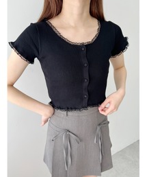 【PHILLY】プチレースリブニットカーディガン