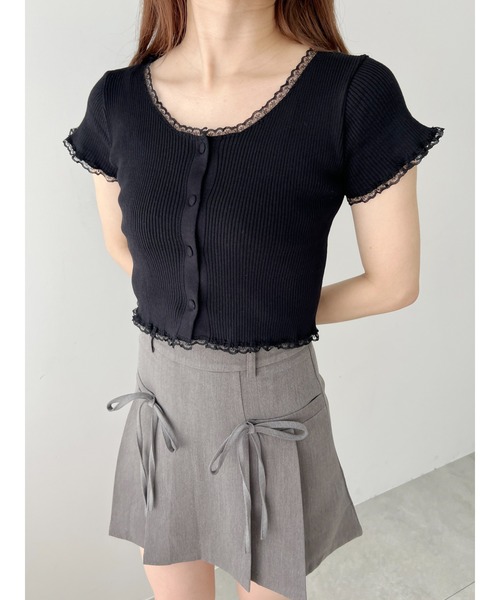 PHILLY(フィリー)の「【PHILLY】プチレースリブニットカーディガン(カーディガン/ボレロ・レディース・ブラック/ホワイト/ブルー・FREE)」の18枚目の写真