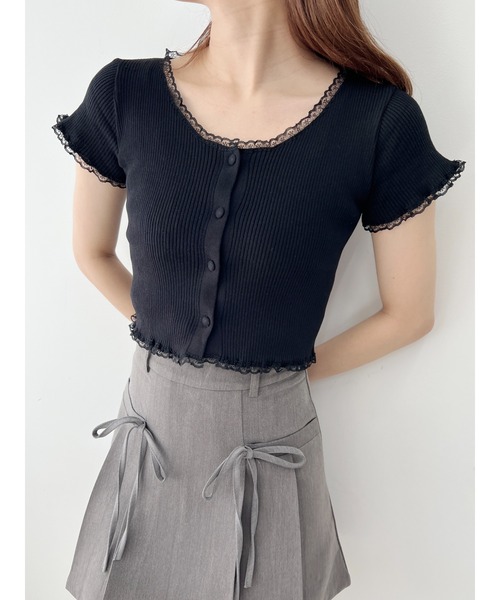 PHILLY(フィリー)の「【PHILLY】プチレースリブニットカーディガン(カーディガン/ボレロ・レディース・ブラック/ホワイト/ブルー・FREE)」の19枚目の写真