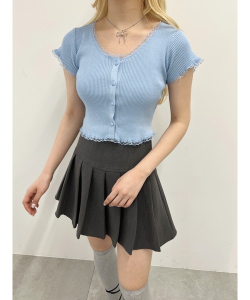 PHILLY(フィリー)の「【PHILLY】プチレースリブニットカーディガン(カーディガン/ボレロ・レディース・ブラック/ホワイト/ブルー・FREE)」の22枚目の写真