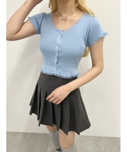 PHILLY(フィリー)の「【PHILLY】プチレースリブニットカーディガン(カーディガン/ボレロ・レディース・ブラック/ホワイト/ブルー・FREE)」の11枚目の写真