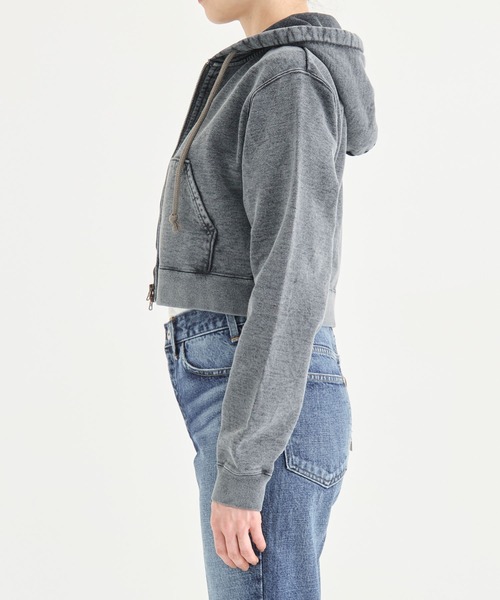 INSCRIRE（アンスクリア）の「【INSCRIRE/アンスクリア】Zip Up Hoodie/ジップアップフーディ/クロップドパーカー（パーカー・レディース・ブラック・S）」の6枚目の写真