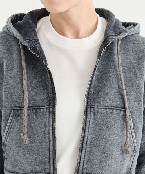 INSCRIRE（アンスクリア）の「【INSCRIRE/アンスクリア】Zip Up Hoodie/ジップアップフーディ/クロップドパーカー（パーカー・レディース・ブラック・S）」の8枚目の写真