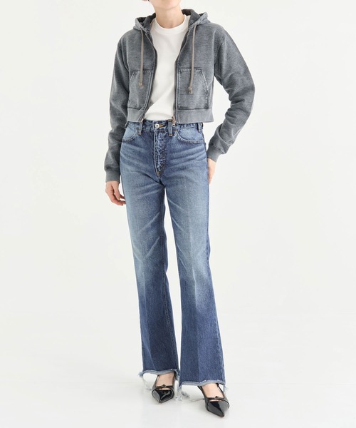 INSCRIRE（アンスクリア）の「【INSCRIRE/アンスクリア】Zip Up Hoodie/ジップアップフーディ/クロップドパーカー（パーカー・レディース・ブラック・S）」の4枚目の写真