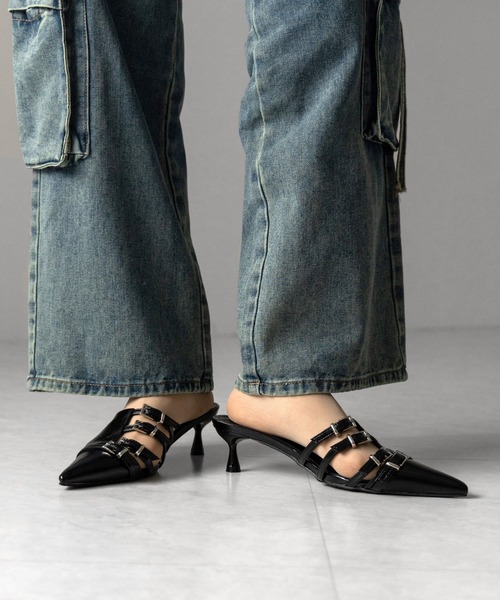 me+em select（ミームセレクト）の「※※【 ４color 】ベルテッドポインテッドトゥフェイクレザーミュール ／ belted pointed toe fake leather mules（パンプス・レディース・ホワイト/ブラック/シルバー/ブルー・39/38/37/36）」の17枚目の写真