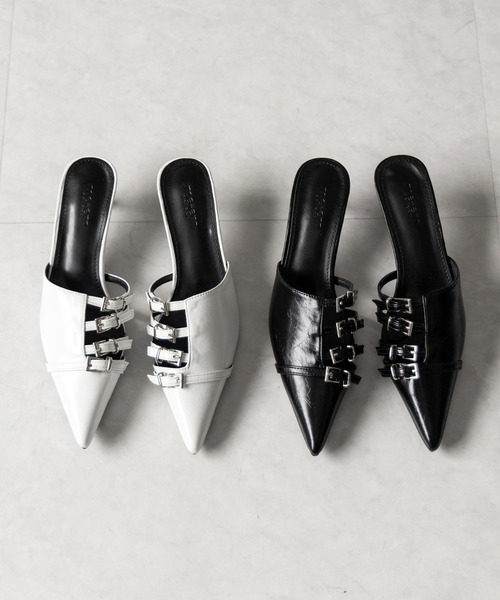 me+em select（ミームセレクト）の「※※【 ４color 】ベルテッドポインテッドトゥフェイクレザーミュール ／ belted pointed toe fake leather mules（パンプス・レディース・ホワイト/ブラック/シルバー/ブルー・39/38/37/36）」の22枚目の写真