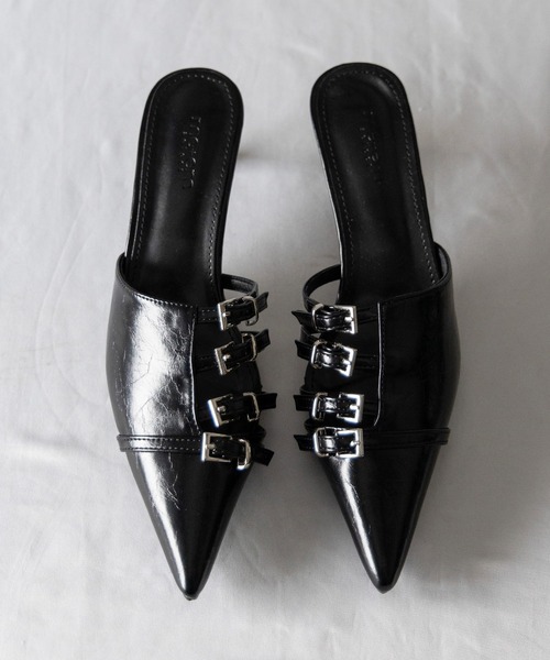 me+em select（ミームセレクト）の「※※【 ４color 】ベルテッドポインテッドトゥフェイクレザーミュール ／ belted pointed toe fake leather mules（パンプス・レディース・ホワイト/ブラック/シルバー/ブルー・39/38/37/36）」の12枚目の写真