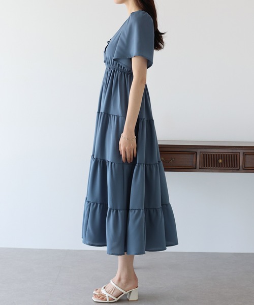 セール】フレアスリーブティアードワンピース（ワンピース）｜BLUEEAST