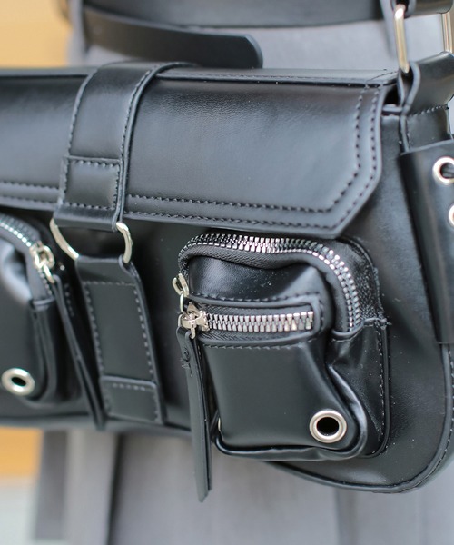 レースアップデザイン ショルダーバッグ グレー SLY ショルダーバッグ バッグ LACE UP SHOULDER BAG レース