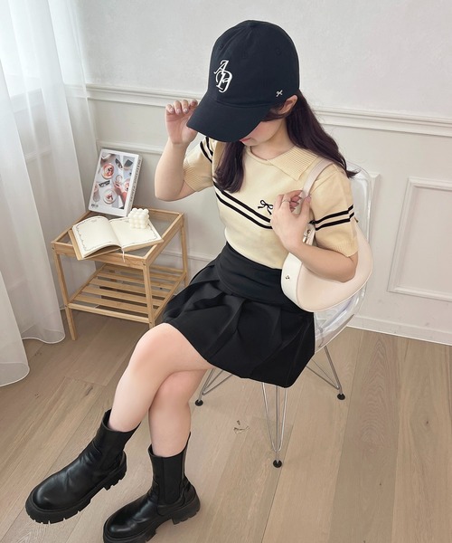 apres jour（アプレジュール）の「リボン刺繍襟付きニット【ZOZOTOWN限定アイテム】（ニット/セーター・レディース・アイボリー/ブルー/イエロー・フリー/X-LARGE）」の3枚目の写真